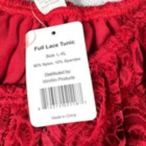 Lildy Womens XL Red Lace Off Shoulder Tunic Top Boho Romantic Holiday Party NWT - Picture 8 of 11